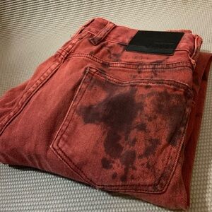 Custom Red and Black two tone RUDE tiger print Jeans Size 32